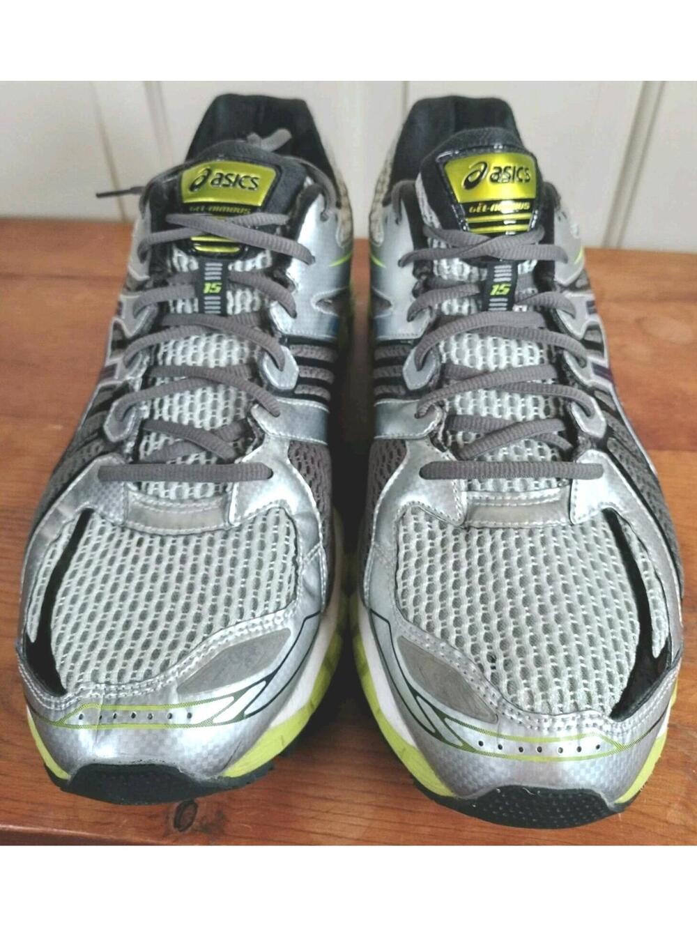 ASICS Gel-Nimbus 15 Men's Running Shoes Size 12 Silver/Blue/Lime T3B0N